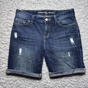 Seventy Seven Shorts Girls 14 Bermuda Cuffed Stretch Dark Distressed Casual